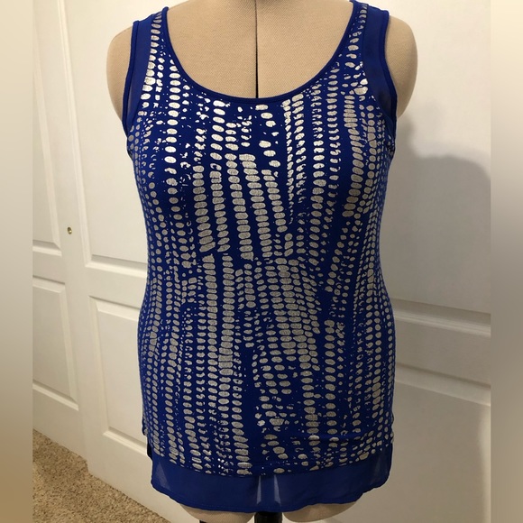 a.n.a Tops - Royal blue and silver tank top.